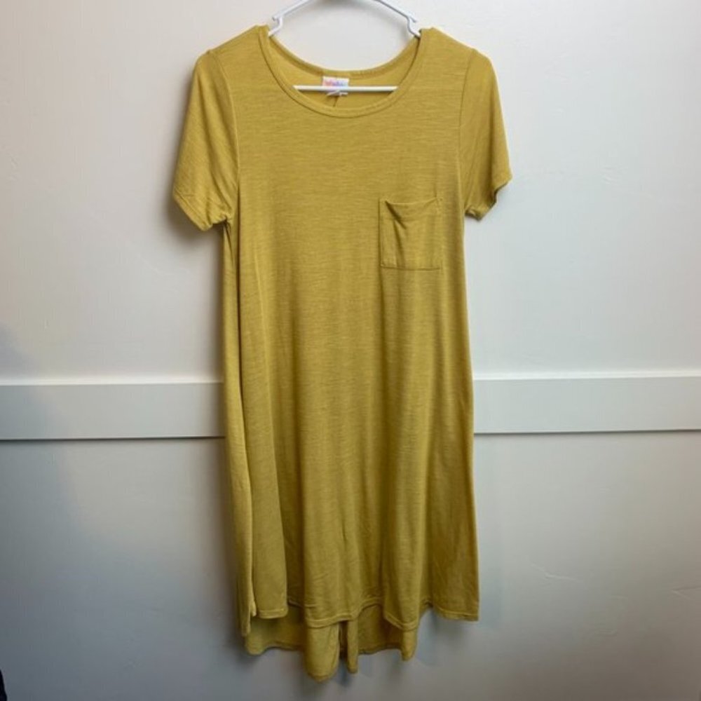 LuLaRoe Yellow Pocket T-shirt Carly Midi Dress
